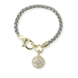 104028, 14K GOLD PLATED, MARQUISE CUBIC ZIRCONIA CHARM DESIGNER INSPIRED BRACELET