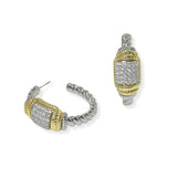 104032, 14K GOLD PLATED, MICRO PAVE CUBIC ZIRCONIA DESIGNER INSPIRED HOOP EARRING
