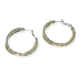 104033, 14K GOLD PLATED, DESIGNER INSPIRED HOOP EARRING
