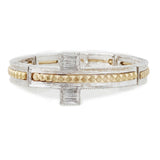 104043, CROSS TEXTURED METAL STRETCH BRACELET