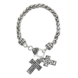104044, "LORD'S PRAYER" CROSS CHARM BRACELET