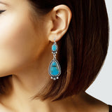 104051, WESTERN TURQUOISE STONE DANGLE EARRING