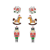 104058, NUTCRACKER CHRISTMAS ENAMEL STUD EARRING SET