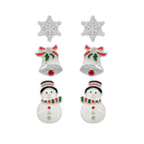 104059, SNOWMAN CHRISTMAS ENAMEL STUD EARRING SET