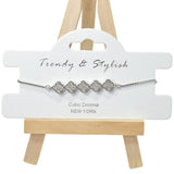 104060, CLOVER PAVE CUBIC ZIRCONIA ADJUSTABLE BRACELET