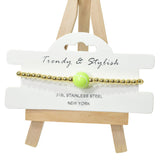 104064, SOFTBALL STAINLESS STEEL BEADED STRETCH BRACELET