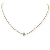 104069, DAINTY CROSS ACCENT BEADED NECKLACE
