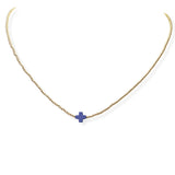 104069, DAINTY CROSS ACCENT BEADED NECKLACE