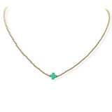 104069, DAINTY CROSS ACCENT BEADED NECKLACE
