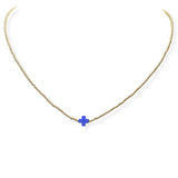 104069, DAINTY CROSS ACCENT BEADED NECKLACE