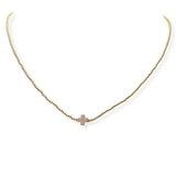 104069, DAINTY CROSS ACCENT BEADED NECKLACE