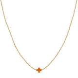 104069, DAINTY CROSS ACCENT BEADED NECKLACE