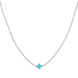 104069, DAINTY CROSS ACCENT BEADED NECKLACE
