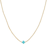 104069, DAINTY CROSS ACCENT BEADED NECKLACE