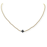 104069, DAINTY CROSS ACCENT BEADED NECKLACE