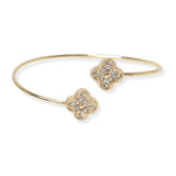 104070, CLOVER CRYSTAL RHINESTONE DESIGNER INSPIRED CUFF BRACELET