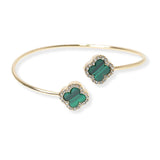 104072, CLOVER CRYSTAL RHINESTONE EDGE DESIGNER INSPIRED CUFF BRACELET