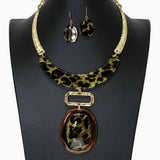 104074, OVAL GLITTER CELLULOID ACETATE NECKLACE