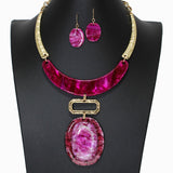 104074, OVAL GLITTER CELLULOID ACETATE NECKLACE