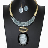 104074, OVAL GLITTER CELLULOID ACETATE NECKLACE