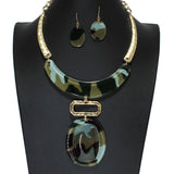 104074, OVAL GLITTER CELLULOID ACETATE NECKLACE