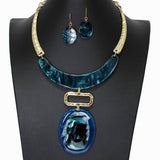 104074, OVAL GLITTER CELLULOID ACETATE NECKLACE