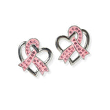104079, HEART PINK RIBBON STUD EARRING