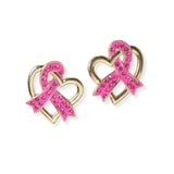 104079, HEART PINK RIBBON STUD EARRING