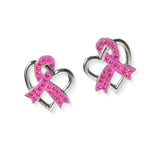 104079, HEART PINK RIBBON STUD EARRING