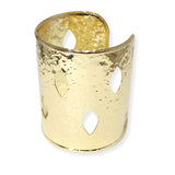 104082, HAMMERED MARQUISE CUTOUT METAL CUFF BRACELET