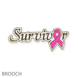 104085, "SURVIVOR" PINK RIBBON ENAMEL BROOCH