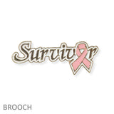 104085, "SURVIVOR" PINK RIBBON ENAMEL BROOCH