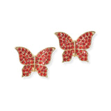 104088, BUTTERFLY CRYSTAL RHINESTONE STUD EARRING