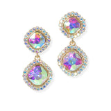 104092, GEOMETRIC RHINESTONE DANGLE EARRING