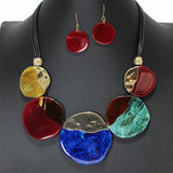 104095, GEOMETRIC GLITTER CELLULOID ACETATE NECKLACE