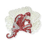 104110, PAVE ELEPHANT PEARL STRETCH BRACELET