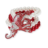 104110, PAVE ELEPHANT PEARL STRETCH BRACELET