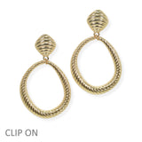 104114, TEXTURED METAL DANGLE CLIP ON EARRING
