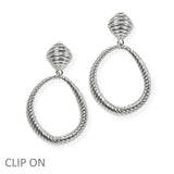 104114, TEXTURED METAL DANGLE CLIP ON EARRING