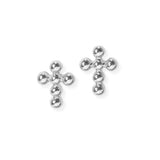 104118, BALL EDGE CROSS STUD EARRING