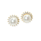 104126, PEARL WITH CUBIC ZIRCONIA STUD EARRING