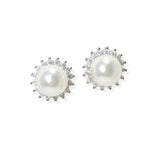 104126, PEARL WITH CUBIC ZIRCONIA STUD EARRING