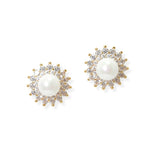 104127, PEARL WITH CUBIC ZIRCONIA STUD EARRING