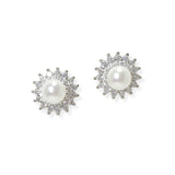 104127, PEARL WITH CUBIC ZIRCONIA STUD EARRING