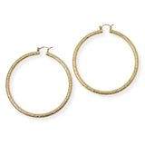104149, GOLD DIPPED, 70MM TEXTURED ROUND HOOP EARRING