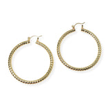104156, GOLD DIPPED, 50MM TEXTURED ROUND HOOP EARRING