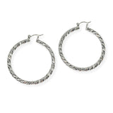 104159, GOLD DIPPED, 50MM TEXTURED ROUND HOOP EARRING