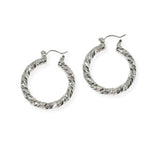 104160, GOLD DIPPED, 30MM TEXTURED ROUND HOOP EARRING