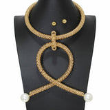 104179, PEARL ACCENT WIRED METAL CHOKER NECKLACE