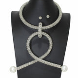 104179, PEARL ACCENT WIRED METAL CHOKER NECKLACE